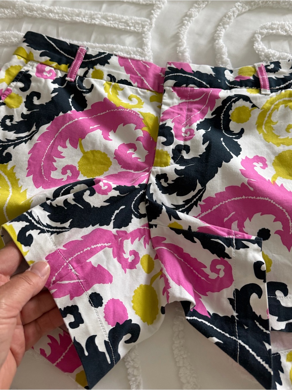 Banana Republic Pink Black Yellow Scroll-Print Bermuda Shorts - Picture 9 of 11